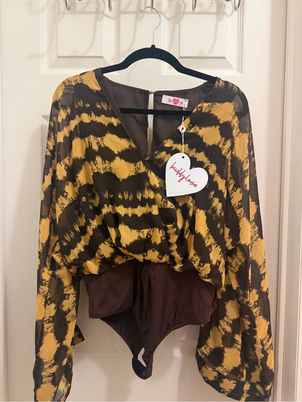 Buddy Love Black and Mustard Printed Top